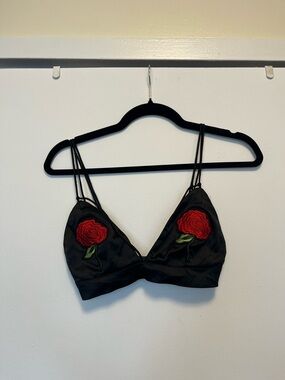 Forever 21 Black Satin Double-Strap Bralette